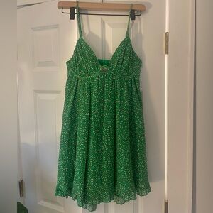 Green floral mini dress